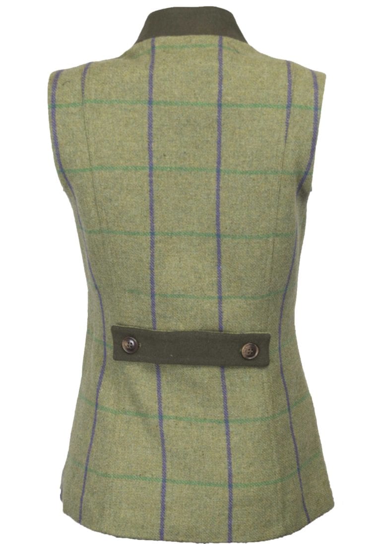 LADIES TWEED MARGATE COUNTRY WAISTCOAT GILET â€“ SAGE WITH PINK STRIPES ...